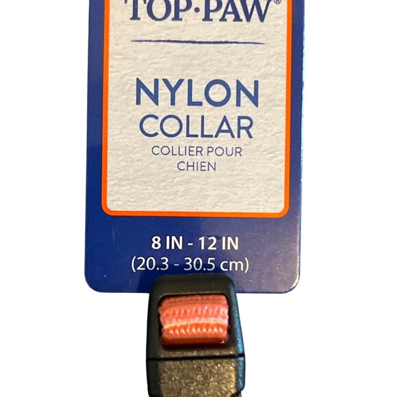 Top Paw Nylon Dog Collar Adjustable Orange Bone Charm Gunmetal Sz X Small NWT - Picture 4 of 4